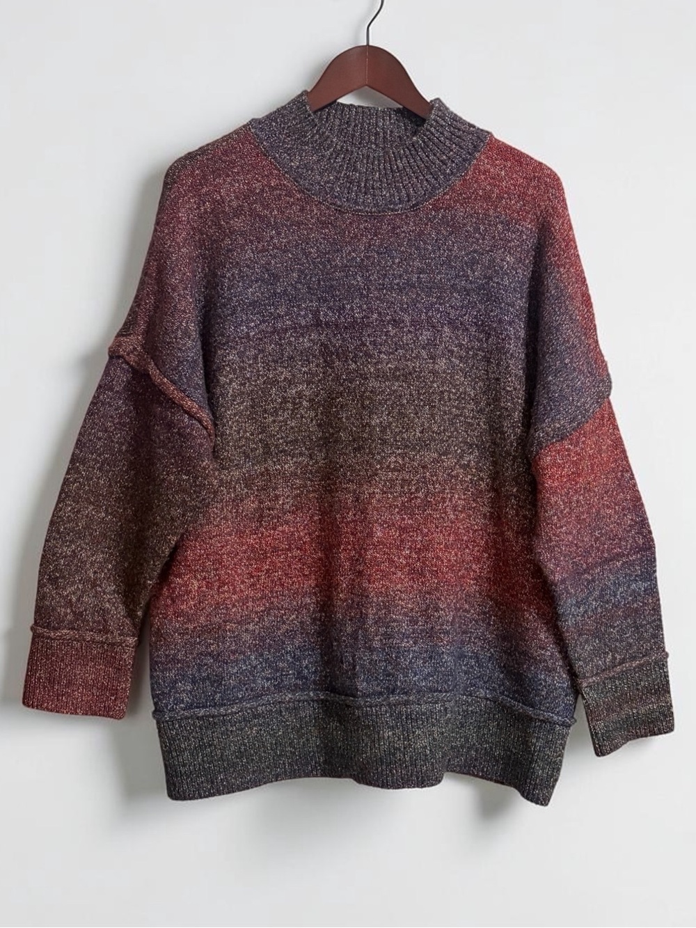 Westbound Turtleneck Sweater in Maroon, Blue & Gray Gradient Sz 2X